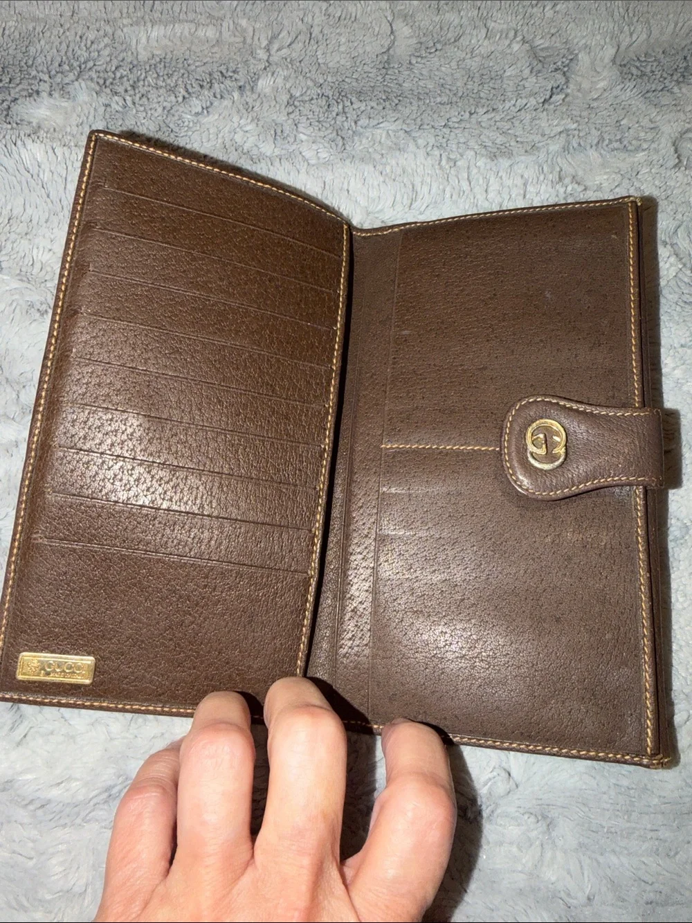 Gucci Beige GG Canvas Continental Wallet with Green Red Web and Brown Trim